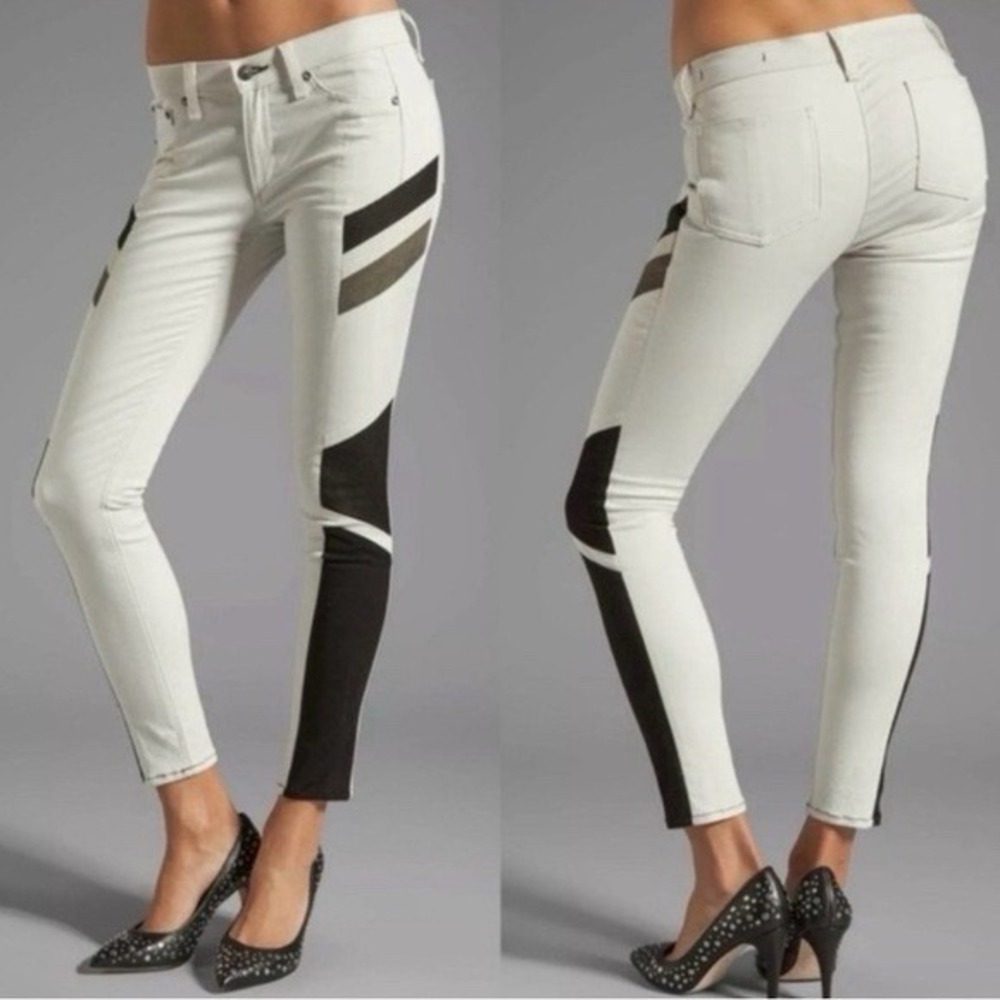 Rạg‎ & Bone Halifax tri-tone lambskin panel motocross ankle crop skinny jeans 31